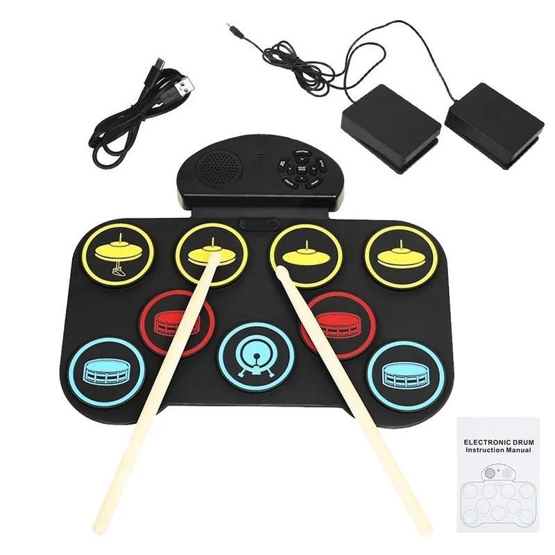 Electronic Drum Kit For Kids - Kit di batteria portatile con 5